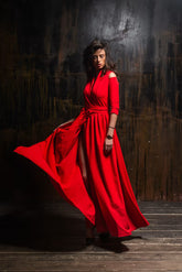 Women's Flowing Maxi Dress – Red