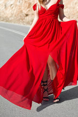 Women's Flowing Maxi Dress – Red