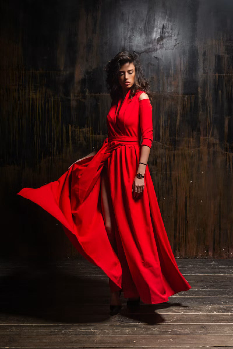 Women's Flowing Maxi Dress – Red